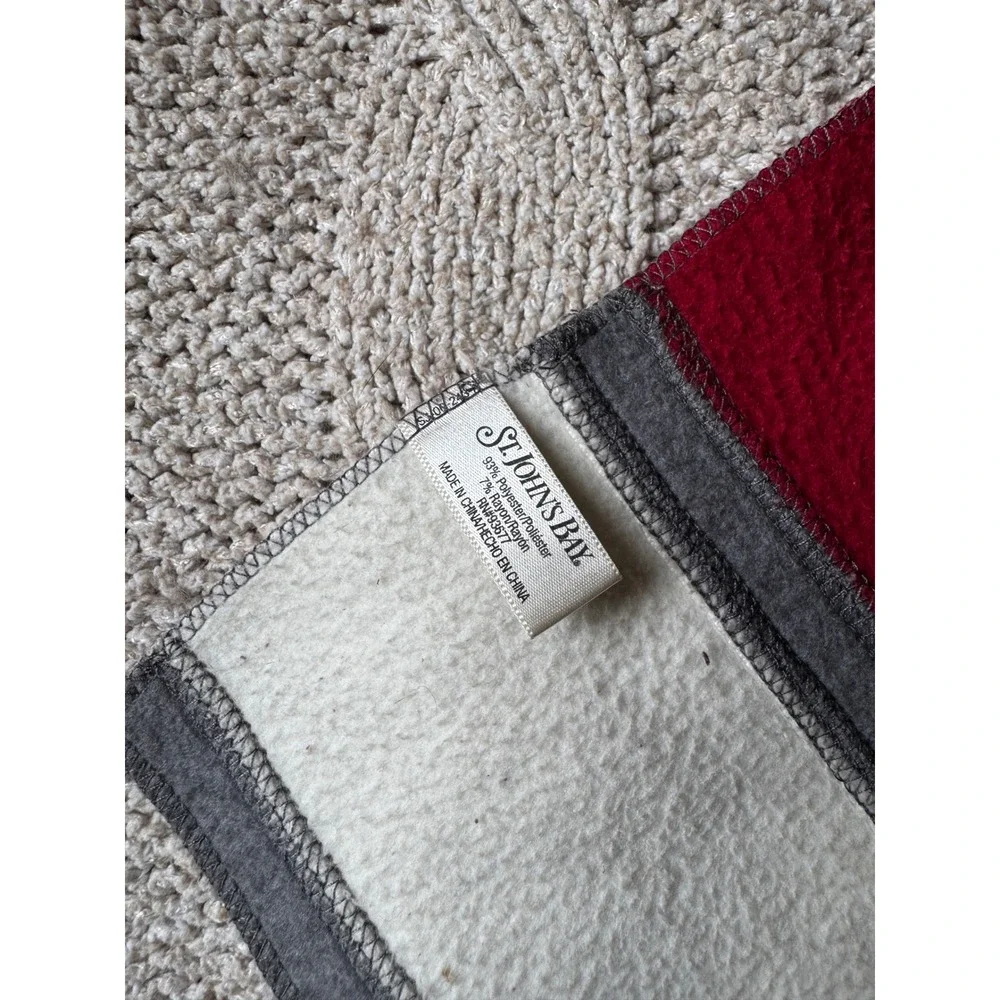 St Johns Bay Fleece Scarf Striped Red Brown Black Grey Cream Winter Accessory